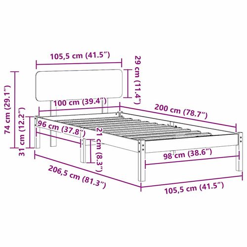 Ramka łóżka Woskowy Brąz 100 x 200 cm Lite drewno sosnowe na Arena.pl
