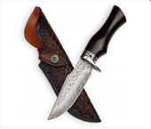 Nóż myśliwski Damast Takoma N-954B w skórzanej, ozdobnej pochwie