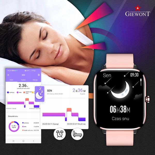 SMARTWATCH GIEWONT GW230-1 Dynamic SmartCall ROZMOWY SMS SPORT ALERT KROKI zdjęcie 2