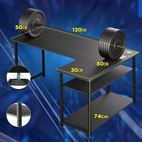 Biurko Gamingowe Narożne z półką i portem ładowania USB na Czarnym na Arena.pl