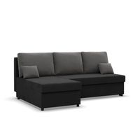 Narożnik z funkcją spania, Flow, 201x138x92 cm, czarny, szary | TYLETEGOTU