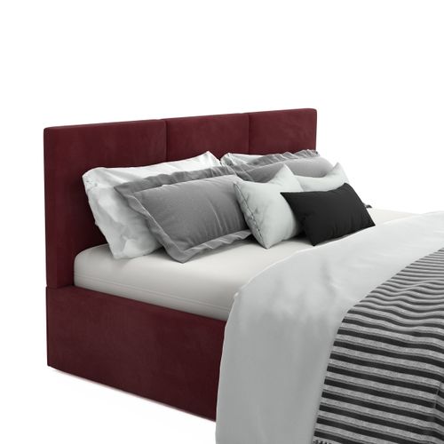 ŁÓŻKO TAPICEROWANE DO SYPIALNI 120x200 ŁÓŻKO PODWÓJNE Z POJEMNIKIEM BORDOWE na Arena.pl