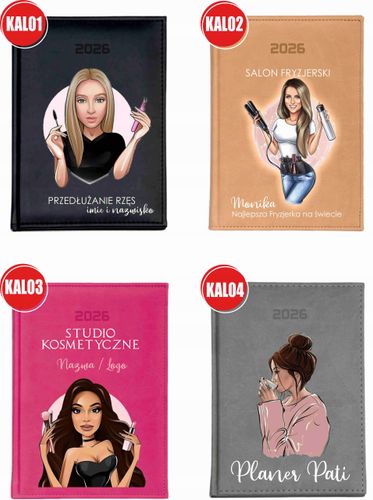 KALENDARZ A5 2026 DZIENNY terminarz z nadrukiem UV NAILS STUDIO + IMIĘ na Arena.pl