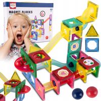 KLOCKI MAGNETYCZNE KONSTRUKCYJNE ŚWIECĄCY TOR KULKOWY ZJEŻDZALNIA 3D