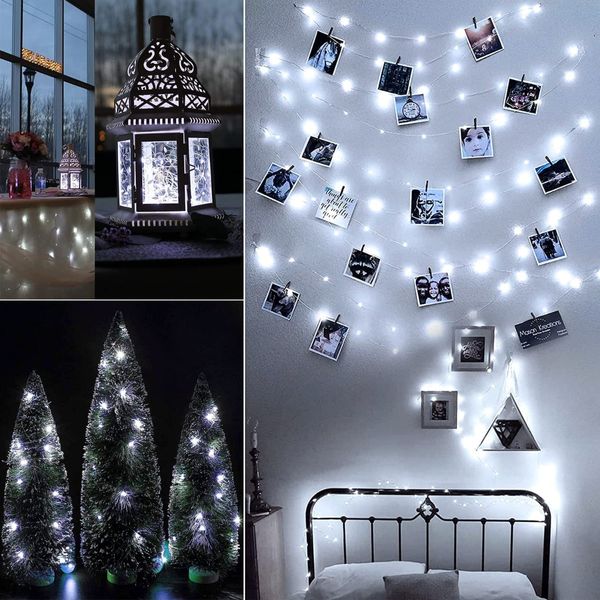 LAMPKI CHOINKOWE Na DRUCIKU 20 LED MIKRO GIRLANDA ZIMNY BIAŁY + baterie zdjęcie 10