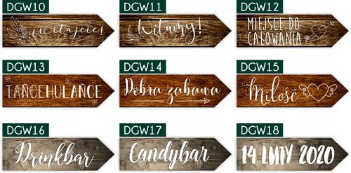 TABLICZKI ślubne STRZAŁKI DROGOWSKAZY WESELE napis na Arena.pl