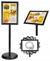 Stojak Reklamowy Informacyjny 27X18 A4 Rama Aluminium Czarna 360 Obracany