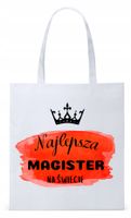 Torba Biała Eco Shopper Dla Magistra Prezent Z Nadrukiem Ze Zdjęciem
