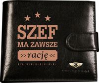Portfel męski skórzany GRAWEROWANY prezent dla SZEFA TWÓJ NAPIS