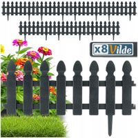 2X 8x Płotek OGRODOWY szary border palisada obrzeże trawnika grządki 392 cm