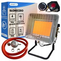 Promiennik gazowy słoneczko 4,5 kw stojak zapalnik PIEZO reduktor tarasowy