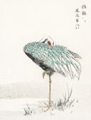 Plakat 15x20cm White-naped Crane, Kashu Vintage do Salonu