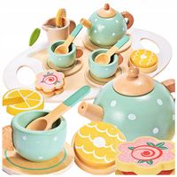 SERWIS DLA DZIECI XXL DREWNIANY zestaw do herbaty kawy filiżanki kawiarnia