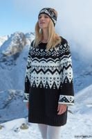 CIEPŁA SUKIENKA I OPASKA NORWESKI WZÓR 36/38 CZARNY