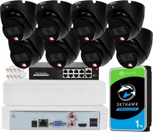 Zestaw Monitoringu IP 6MPx Dahua Dual Light 8x IPC-HDW1639T-A-IL-S6 BLACK na Arena.pl