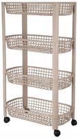 Mobilny wózek kuchenny łazienkowy z 4 koszami 78,8x26x46,5cm Beżowy