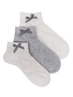 Skarpety stopki ażurowe z kokardką w kratkę 3PAK 35-38 YOCLUB