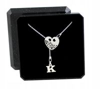 NASZYJNIK SREBRNY DAMSKI Z SERCEM SERCE + LITERKA *DO WYBORU łańcuszek