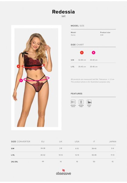 Biustonosz Stringi Komplet Obsessive Redessia L/Xl zdjęcie 7