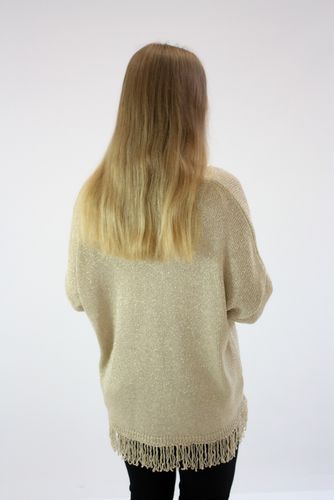 Złoty sweter z frędzelkami Ajda UNI na Arena.pl