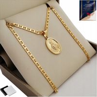 ZŁOTY NASZYJNIK ŁAŃCUSZEK+ZAWIESZKA MEDALIK PRÓBA 585+925 NA KOMUNIĘ,ROCZEK