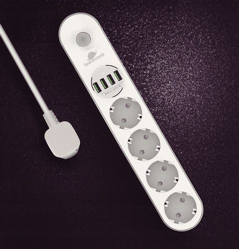 Bezpieczna Listwa Zasilająca Przedłużacz Spacetronik SR-203 4AC 4USB QC 2m na Arena.pl