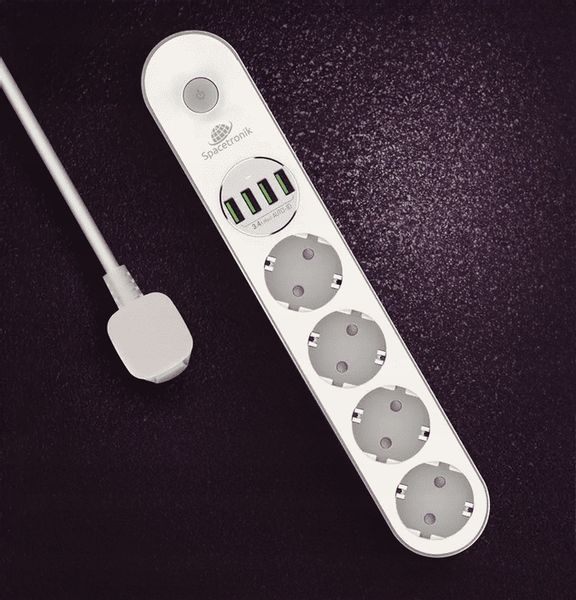 Bezpieczna Listwa Zasilająca Przedłużacz Spacetronik SR-203 4AC 4USB QC 2m zdjęcie 10