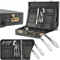 SZTUĆCE ZESTAW SZTUĆCÓW KOMPLET 72el dla 12 osob LILA POŁYSK WALIZKA KARL