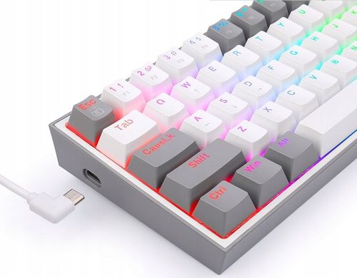 KLAWIATURA MECHANICZNA REDRAGON K617 RGB FIZZ RED BOX SWITCH BIAŁO SZARA na Arena.pl