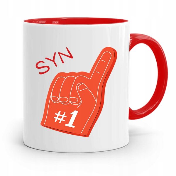 Kubek Czerwony Prezent Dla Syna Syn Numer Jeden Z Nadrukiem Ze Zdjęciem zdjęcie 1