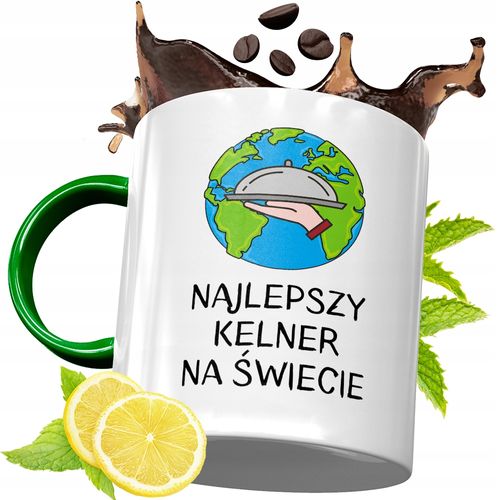 Kubek Zielony Dla Kelnera Kelnerki Na Prezent Z Nadrukiem Ze Zdjęciem na Arena.pl
