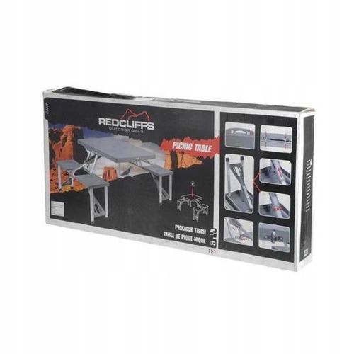 STÓŁ KEMPINGOWY TURYSTYCZNY SKŁADANY Z KRZESŁAMI Redcliffs szary na Arena.pl