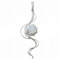 SREBRNY WISIOREK FALA Z DUŻĄ CYRKONIĄ PRÓBA SREBRA 925