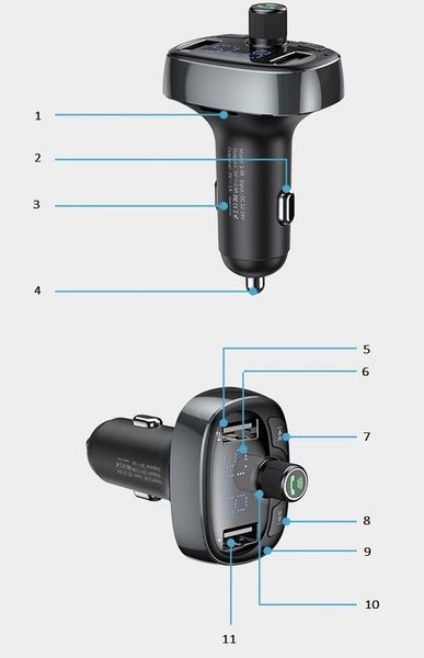 BASEUS TRANSMITER FM BLUETOOTH ŁADOWARKA SAMOCHODOWA MP3 2x USB SD/ TF 3.4A zdjęcie 10