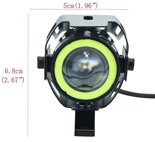 Halogen motocyklowy U7 mini z białym ringiem na Arena.pl