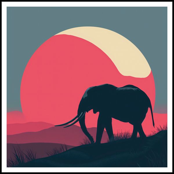 Plakat 100x100cm Słoń przy Czerwieni zdjęcie 3