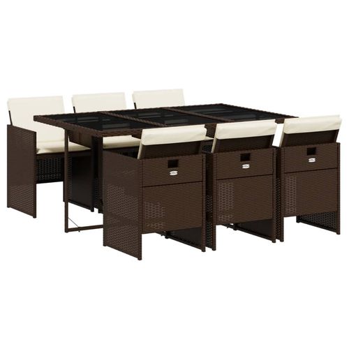 7-cz. zestaw mebli ogrodowych, z poduszkami, brązowy, rattan PE na Arena.pl