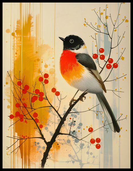 Plakat 50x65cm Jesienny Rudzik zdjęcie 2