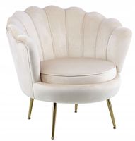 beżowy jasny fotel z weluru złote metalowe nogi do salony furnitex