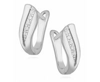 Eleganckie klasyczne rodowane srebrne kolczyki z cyrkoniami srebro 925 Z1139