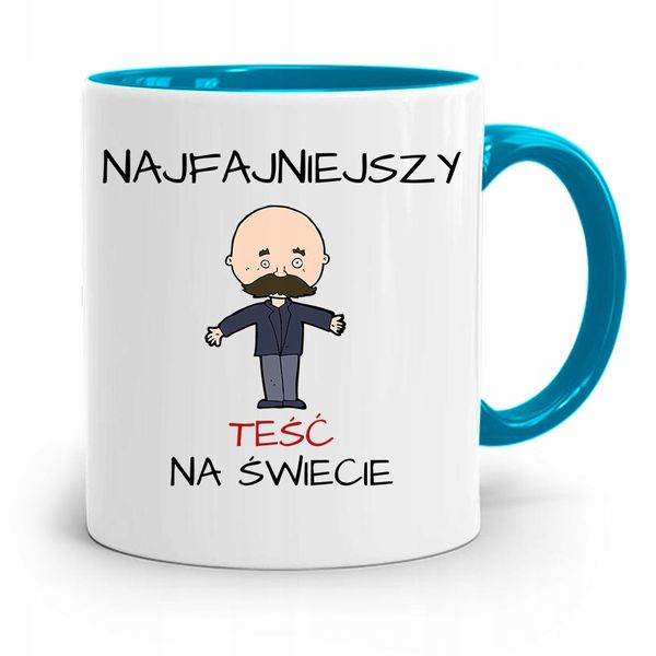 Kubek Błękitny Dla Teścia Najfajniejszy Teść Z Nadrukiem Ze Zdjęciem zdjęcie 1