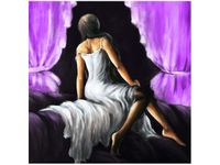 50X50CM PIĘKNA DZIEWCZYNA FIOLECIE OBRAZ