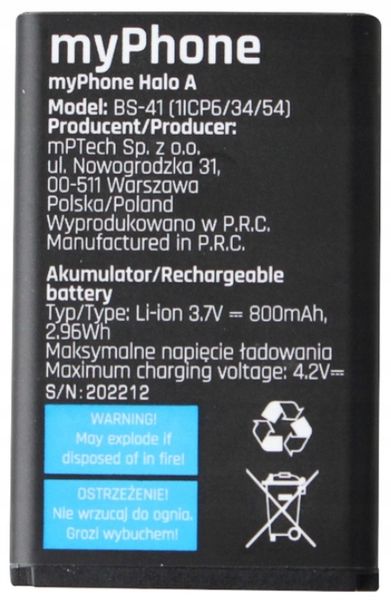 Bateria Do Myphone Halo A / A+ Bs41 zdjęcie 1