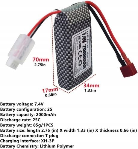 2 szt. Baterie LiPo 7.4 V 2000 mAh wtyczka T do modeli RC 9200, 9200E, 200E na Arena.pl