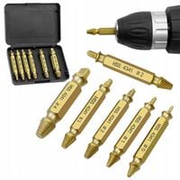 WYKRĘTAKI DO URWANYCH ZERWANYCH ŚRUB SZPILEK WKRĘTÓW 6szt ZESTAW + ETUI