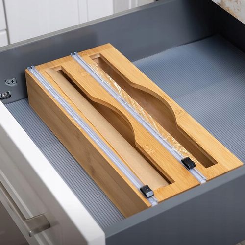 DOZOWNIK BAMBUSOWY DO FOLII SPOŻYWCZEJ Z OBCINACZEM KUCHENNY DWUKOMOROWY na Arena.pl