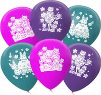 ZESTAW BALONÓW Z NADRUKIEM KOCI DOMEK GABI DEKORACJA URODZINOWA NA IMPREZE