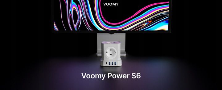 Biały Listwa Zasilająca Voomy PowerCube S6 z Jednym USB-C i Trzema USB-A zdjęcie 11