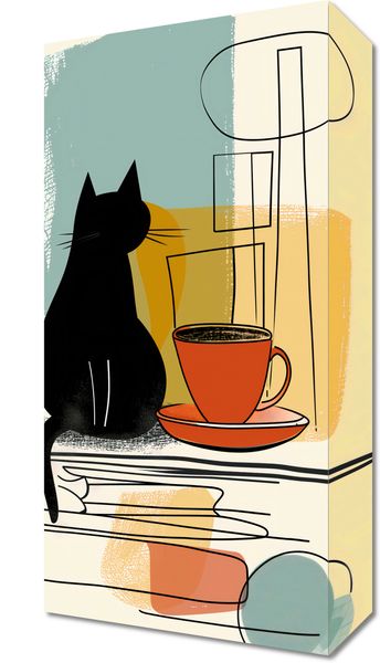 Obraz 20x40cm Kot i Kawa zdjęcie 1
