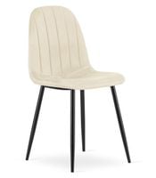 Krzesło tapicerowane PADVA beż jasny welur czarne nogi do jadalni